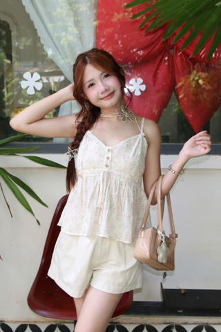 A29885- Áo 2 dây hoa nhí thắt nơ eo