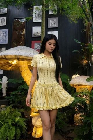 D6299 - Đầm polo nữ dáng xòe viền bèo