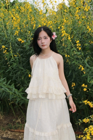 A28244 - A yếm xô thêu buộc nơ