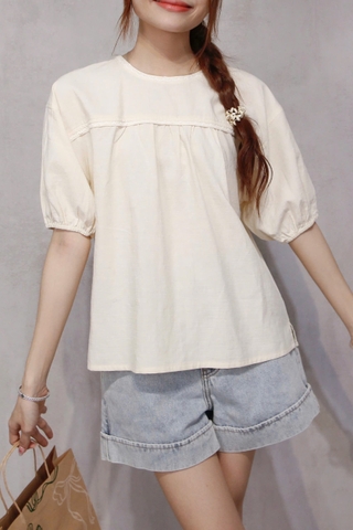 A29059 - A kiểu TN cổ tròn rã ngực dún phối ren