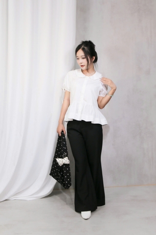 A29592 - A babydoll cổ sen tay buộc dây