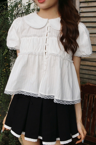 A29283 - A babydoll cổ sen phối ren