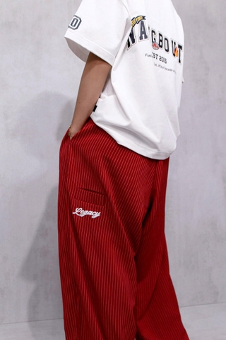 Q8663 - Q dài kẻ sọc ống rộng thêu Lega