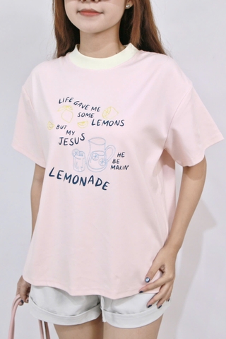 A29710- A thun cổ phối in thêu Lemonade