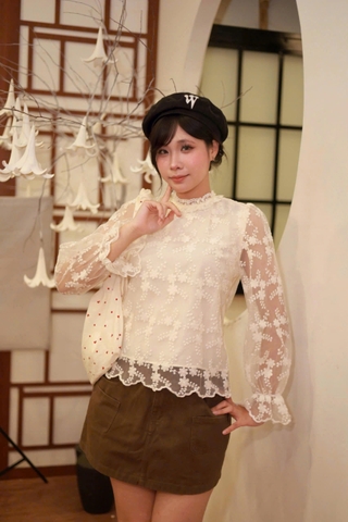 A29989 - Áo kiểu ren Tay Dài