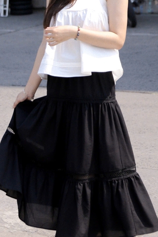 V3607 - V váy dài 3 tầng phối ren