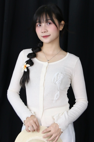 K3071 - K cardigan TD phối ren nơ