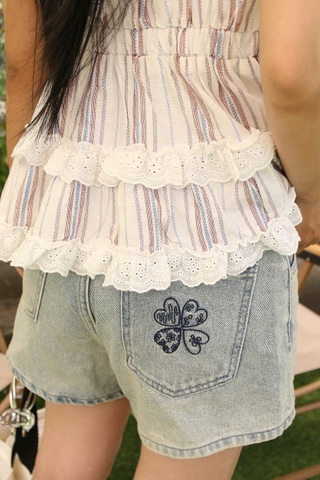 S3549 - S J ngắn túi sau thêu hoa