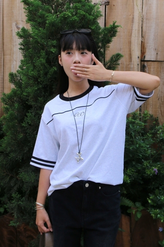 A28415 - A thun rộng tay phối 2 sọc thêu W