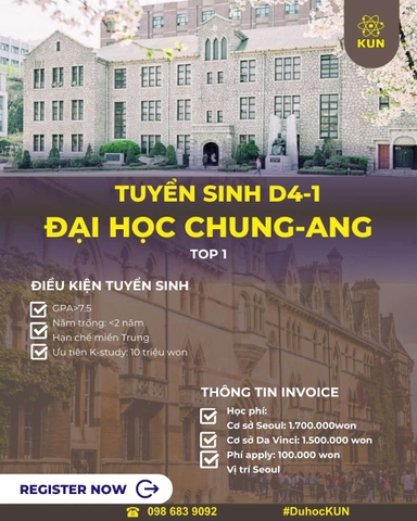 Tuyển sinh du học tiếng Hàn D4-1 Đại học Chung-Ang Top