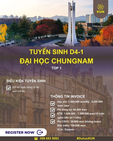 Tuyển sinh du học tiếng D4-1 Đại học Chungnam