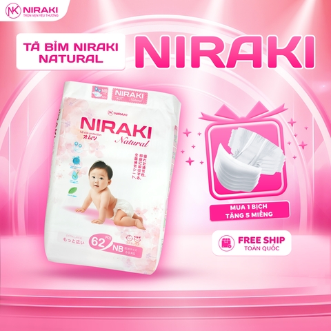 Bỉm Dán Cao Cấp Niraki Natural - Công Nghệ Lõi Chống Tràn 3D