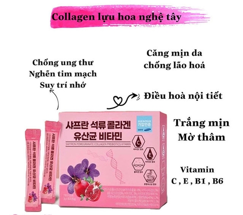 Bột Uống Collagen Lựu Đỏ Nhuỵ Hoa Nghệ Tây