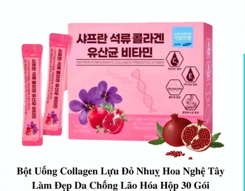 Bột Uống Collagen Lựu Đỏ Nhuỵ Hoa Nghệ Tây