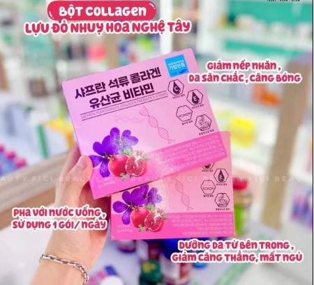 Bột Uống Collagen Lựu Đỏ Nhuỵ Hoa Nghệ Tây