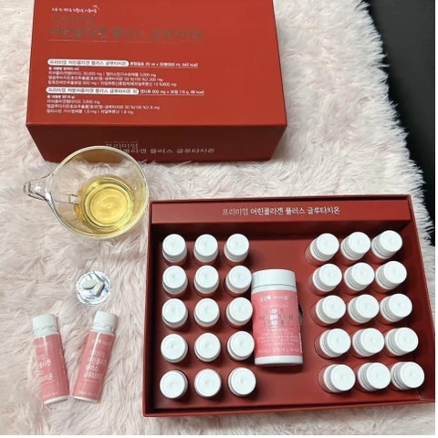 Collagen Cá Thủy Phân Hàn Quốc (Hộp 30 Chai - Tặng 1 Hộp Viên Uống Trắng Da 30 Viên)