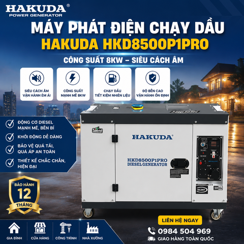 Mất Điện Không Lo Với Máy Phát Điện Hakuda HKD8500P1PRO 8KW