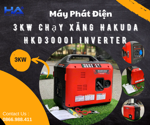 Máy Phát Điện 3KW Hakuda Inverter Điện Sạch, Thiết Kế Nhỏ Gọn – Lý Tưởng Gia Đình