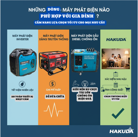 Những Dòng Máy Phát Điện Nào Phù Hợp Với Gia Đình? Cẩm Nang Lựa Chọn Tối Ưu Cho Mọi Nhu Cầu
