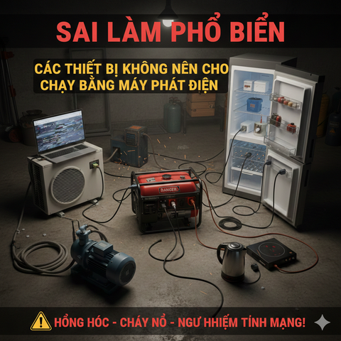 Sai Lầm Phổ Biến: Các Thiết Bị TUYỆT ĐỐI KHÔNG NÊN Cho Chạy Bằng Máy Phát Điện