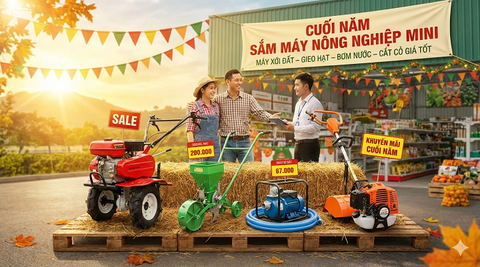Cuối Năm Sắm Máy Nông Nghiệp Mini: Máy Xới Đất – Gieo Hạt – Bơm Nước – Cắt Cỏ Giá Tốt