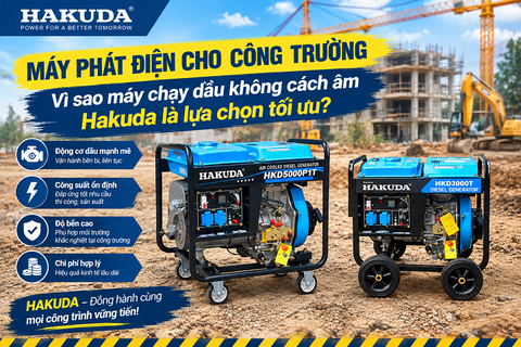 Máy Phát Điện Cho Công Trường – Vì Sao Máy Chạy Dầu Không Cách Âm Hakuda Là Lựa Chọn Tối Ưu?
