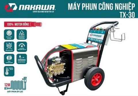 Máy Rửa Xe Cao Áp Nakawa 3Kw 2380PSI TX-30 - Thiết Bị Xịt Rửa Chuyên Nghiệp