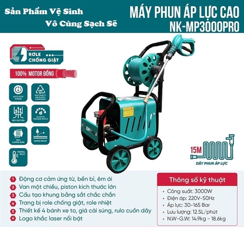 Máy Xịt Rửa Nakawa 3000W NK-MP3000Pro - Sản Phẩm Xịt Rửa Chất Lượng