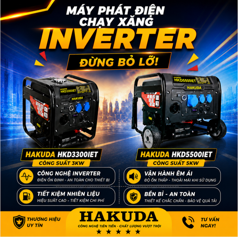 So Sánh Máy Phát Điện Inverter Hakuda 3KW HKD3300IET và 5KW HKD5500IET: Lựa Chọn Nào Cho Gia Đình Bạn?