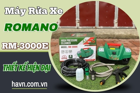 Máy Rửa Xe 3000W Romano RM-3000E - Thiết Kế Mới Hiện Đại, Áp Lực Cao