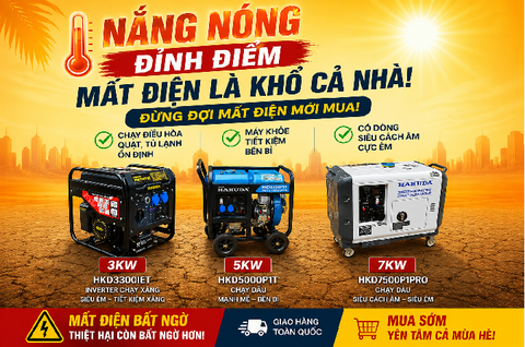 Chọn Máy Phát Điện Bền Khỏe Cho Mùa Nắng Nóng – Ưu Tiên Hakuda Chính Hãng