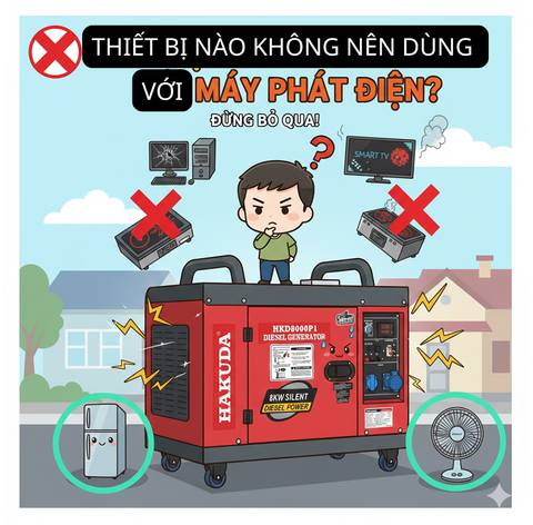 Thiết Bị Nào Tuyệt Đối KHÔNG NÊN DÙNG Với Máy Phát Điện? Đừng Bỏ Qua! (Bảo Vệ Tài Sản)