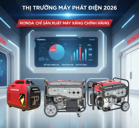 Thị trường máy phát điện 2026: Honda chỉ sản xuất máy xăng chính hãng
