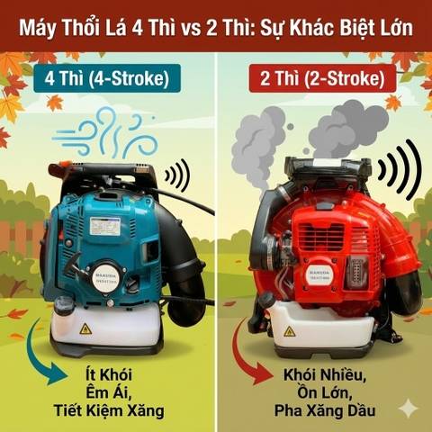 Máy thổi lá 4 thì là gì? Có gì hơn 2 thì?