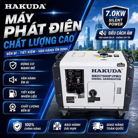 Máy Phát Điện 7KW HKD7500P1PRO Hakuda Chạy Dầu Siêu Cách Âm – Bán Chạy Nhất Hiện Nay