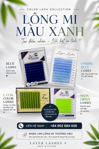LÔNG MI TONE MÀU XANH CÁC LOẠI- COLOR LASH COLLECTION