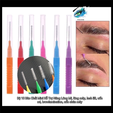 Bộ 10 Bàn Chải Mini Hỗ Trợ Nâng Lông Mi, lông mày, lash lift, uốn mi, browlamination, uốn chân mày