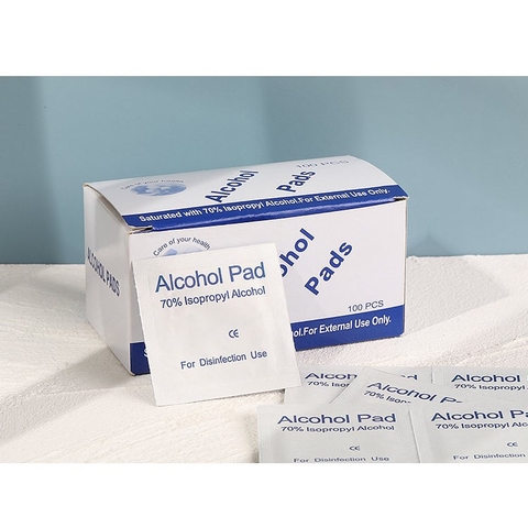 Bông tẩm cồn Alcohol pad 100 miếng, dùng để tiệt trùng và vệ sinh dụng cụ nail, Miếng alcohal pad vệ sinh bề mặt móng, lau móng tay, chân, lau màn hình