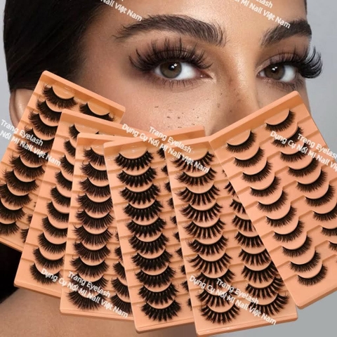 Lông mi Strip Lashes hot trend ( Natural False Eyelashes Cat Eye Lashes Strips Invisible Band Fake Mink Strip Lash Wispy Thin Clear Band Cateye Eye Lash Pack Full Volume Medium Length 8-18mm)