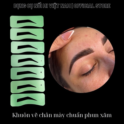 Khuôn kẻ vẽ lông mày 7  dáng màu xanh Chuẩn phun xăm, hổ trợ nhuộm chân mày, pmu, make up