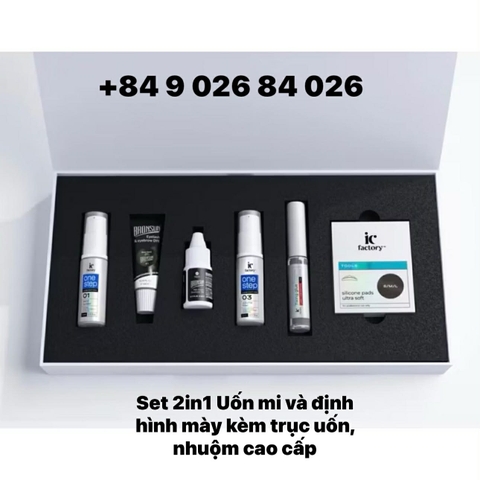 Set 2in1 uốn mi và định hình lông mày kèm nhuộm bronsun, trục uốn, keo bắt trục One Step từ Châu Âu, lành tính