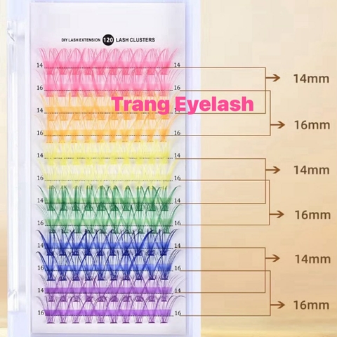 Hộp Lông Mi Giả Cụm Rời Nhiều Màu, mi chùm màu, cluster