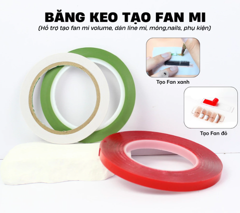 Băng keo keo tạo fan volume xanh, đỏ 2 mặt Silicon đỏ tạo fan volume