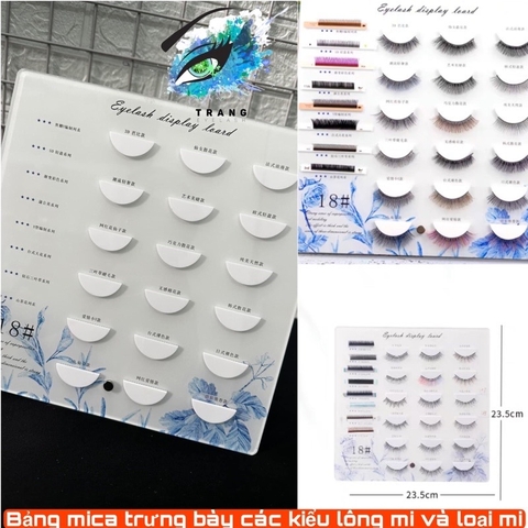 BẢNG MICA TRƯNG BÀY LÔNG MI NỐI, LÔNG MI MAKE UP