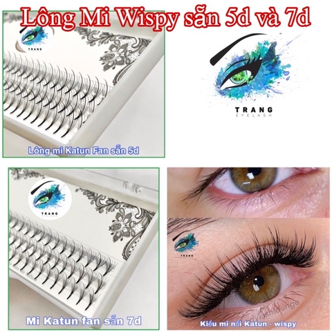 ￼Lông Mi Trụ Katun Cao Cấp - Mi Wispy 5D 7D Độ Cong C D - Mi Fan Sẵn Katun
