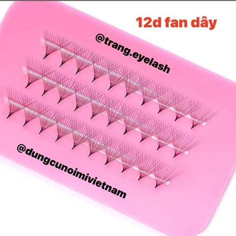 Fan dây 12d, lông mi fan sẵn 12D siêu đều, siêu nhẹ | Fan sẵn tiết kiệm thời gian - dụng cụ nối mi