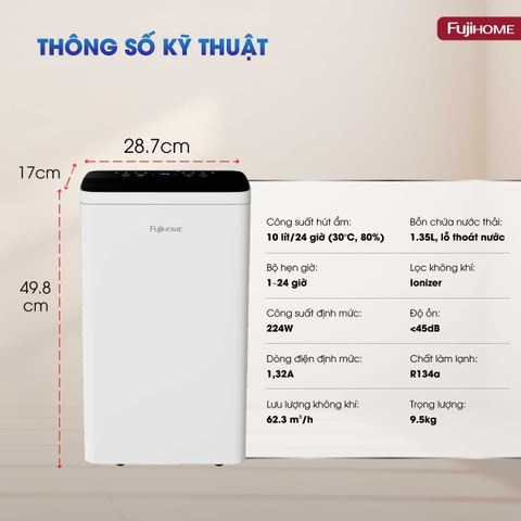 Máy hút ẩm dân dụng Fujihome DH10LITE