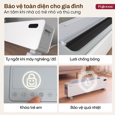Máy sưởi để sàn (máy sưởi chân tường) thông minh Fujihome SH998E