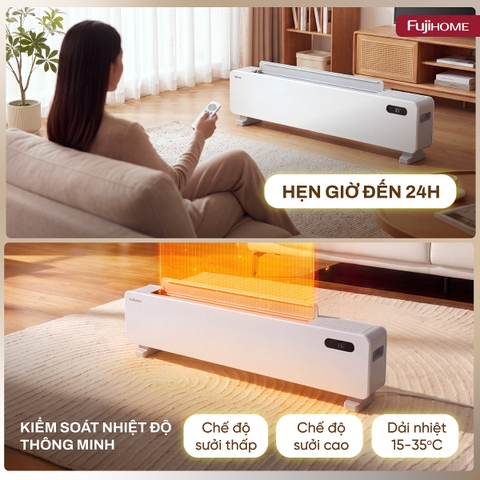 Máy sưởi để sàn (máy sưởi chân tường) thông minh Fujihome SH998E