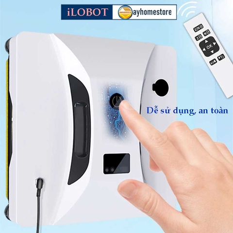 Robot Lau Kính Tự Động Phun Nước Siêu Âm iLOBOT HCR 05A Lau Kính Có Khung & Không Có Khung Với UPS Chống Rơi 20 Phút